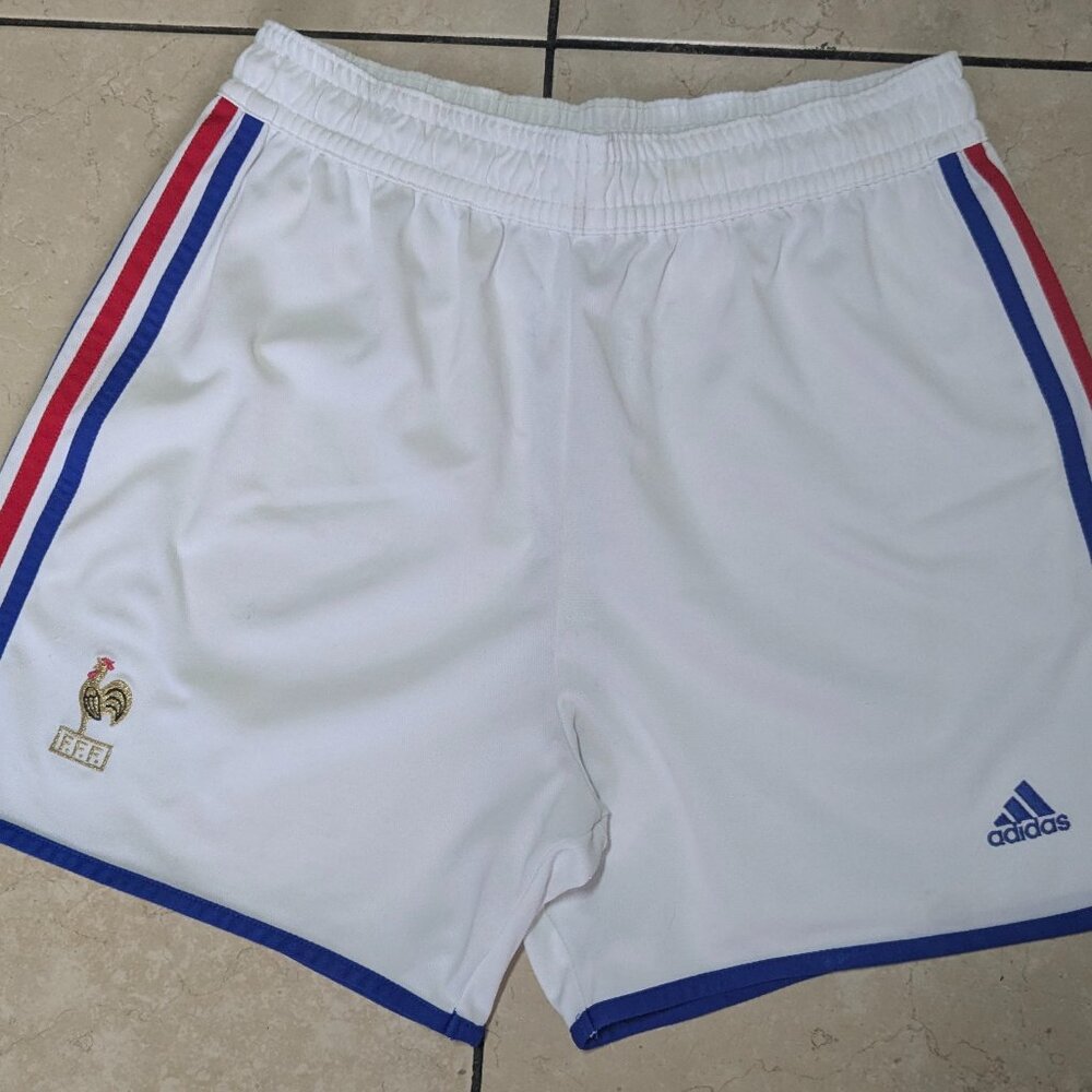 Vintage Adidas France 2000 European Champion Soccer Shorts Size Large White